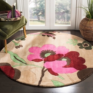 Safavieh Handmade Bella Sand/ Multi Wool Rug (5' x 5' Round)