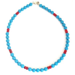 Every Morning Design Blue Turquoise and Coral Necklace