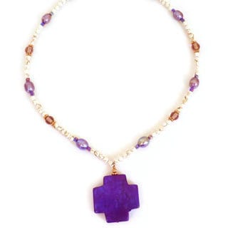Every Morning Design Purple Turquoise Magnesite Cross