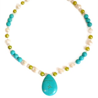 Every Morning Design Turquoise and Green Pearl Necklace