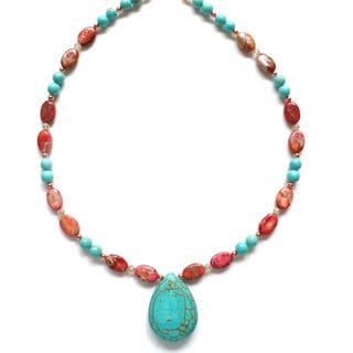 Every Morning Design Turquoise and Pink Jasper Necklace