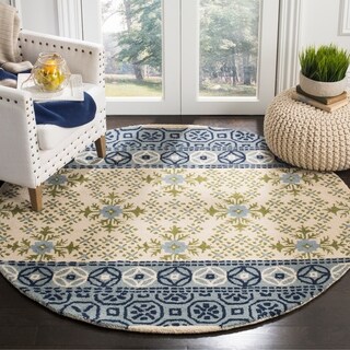 Safavieh Handmade Bella Ivory/ Blue Wool Rug (5' x 5' Round)