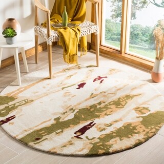 Safavieh Handmade Bella Beige/ Green Wool Rug (5' x 5' Round)