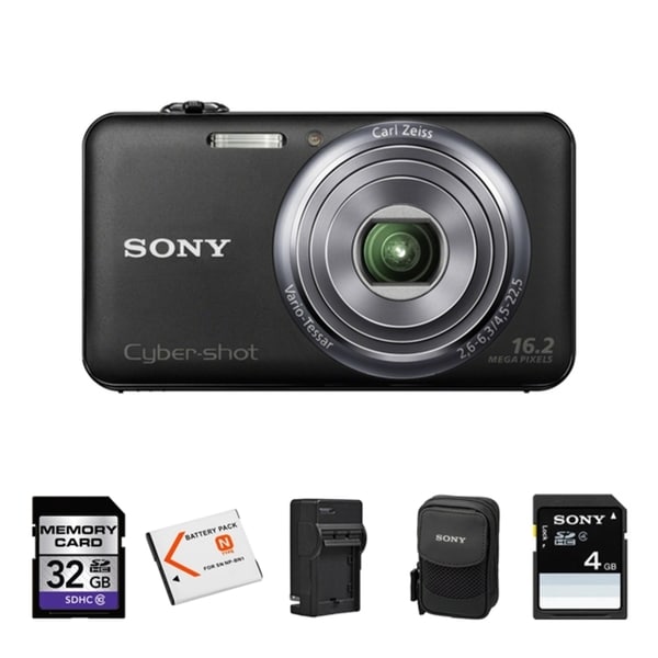 Sony Cyber-shot DSC-WX70 16.2MP Black Digital Camera 32GB Bundle