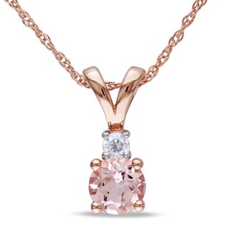 Miadora 10k Rose Gold Morganite and Diamond Necklace