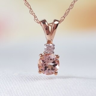 Miadora 10k Rose Gold Morganite and Diamond Necklace