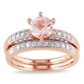 Miadora 10k Rose Gold Morganite and 1/3ct TDW Diamond Bridal Ring Set (G-H, I2-I3)