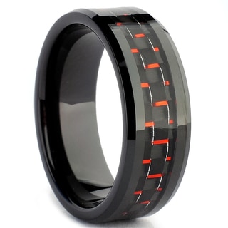 Red carbon fiber wedding ring
