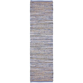 Blue Jeans Hand-woven Denim/ Hemp Runner Rug (2'6 x 8')
