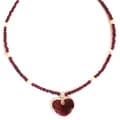 Every Morning Design Ceramic Heart On Garnet Necklace