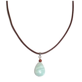 Every Morning Design Amazonite Drop On Leather Necklace