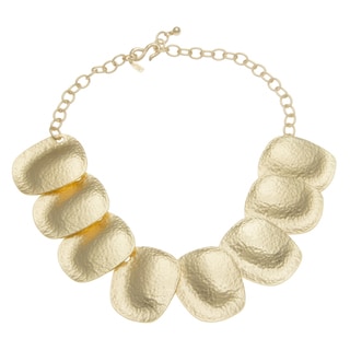 Kenneth Jay Lane Goldtone Hammered Bib Necklace