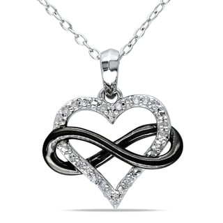 Miadora Sterling Silver 1/10ct TDW Diamond Heart Necklace (H-I, I2-I3)