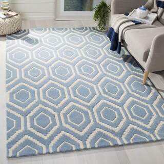 Handmade Moroccan Blue Wool Rug (7' Square)