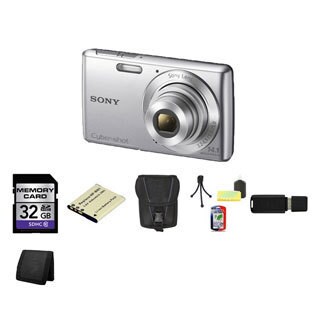Sony Cyber-Shot DSC-W620 14.1MP Silver Digital Camera 32GB Bundle