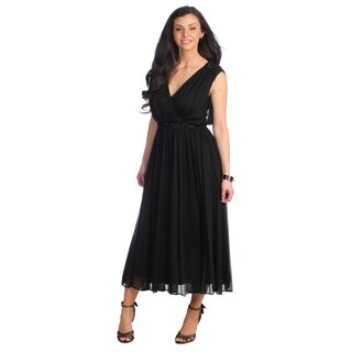 Alex Evenings Women's Sleeveless T-length Surplice Dress