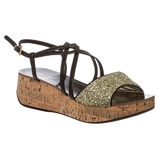 Miu Miu Women's Patent Leather Cork Wedge Sandals