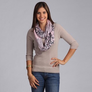 Peach Couture Baby Pink Floral Printed Infinity Loop Scarf