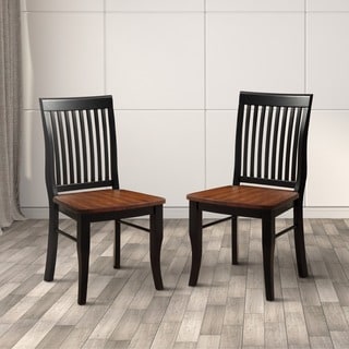 Nora Two-tone Solid Wood Slat-back Dining Chairs (Set of 2)