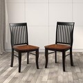 Nora Two-tone Solid Wood Slat-back Dining Chairs (Set of 2)