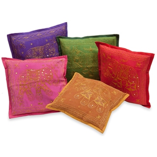 Decorative Pillow Covers Embroidered with Elephants (India)