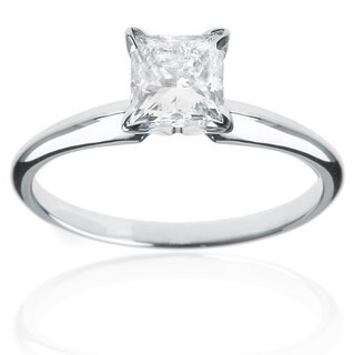 14kt White Gold 1ct TDW Solitaire Princess-cut Engagement Ring (H-I, I2-I3)