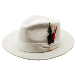 Ferrecci Men's Off White Wool Fedora Hat
