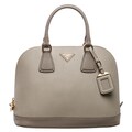Prada 'Lux' Grey Saffiano Leather Bi-color Top Handle Bag