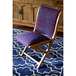 Handmade Bombay Navy Sari Silk Folding Chair