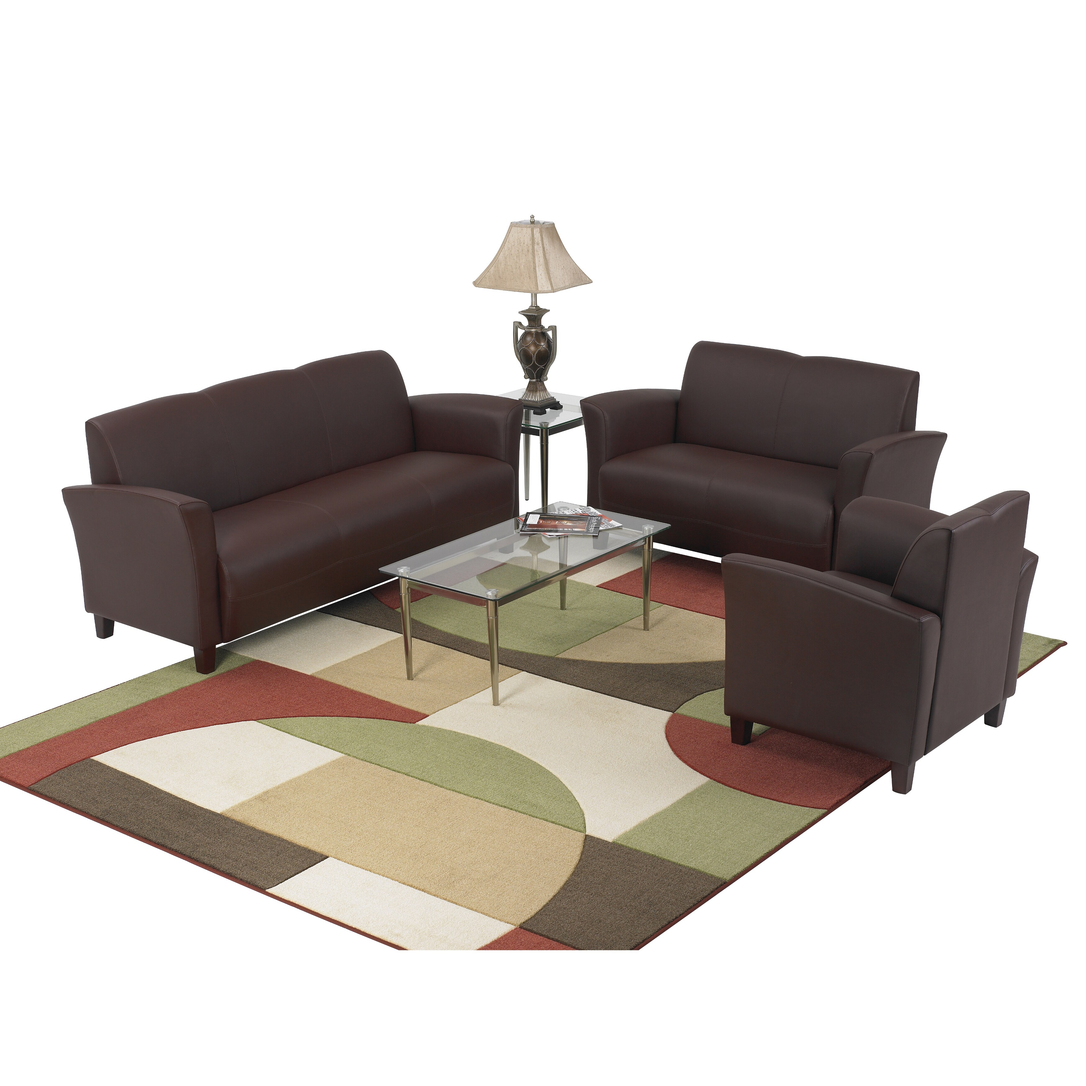 fice Star Products Breeze Eco Leather Sofa Chair with Cherry