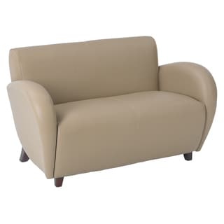 Office Star Products 'Eleganza' Taupe Eco Leather Loveseat Chair with Cherry Finish on Legs