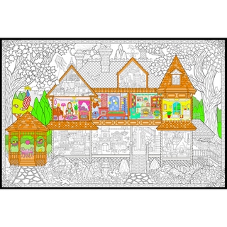 Line Art Wall Poster 22X32.5in-Victorian House