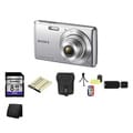 Sony Cyber-Shot DSC-W620 14.1MP Silver Digital Camera 8GB Bundle