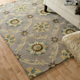 Hand-Tufted Tessa Light Grey Wool Rug (5'0 x 7'6)