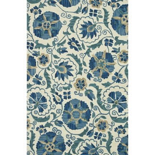 Hand-Tufted Tessa Ivory/ Blue Wool Rug (3'6 x 5'6)