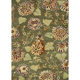 Hand Tufted Leighton Green Wool Rug (5'0 x 7'6)