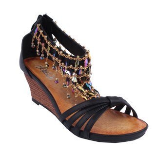 Refresh by Beston Women's 'GINNY-12' T-Strap Wedge Sandals