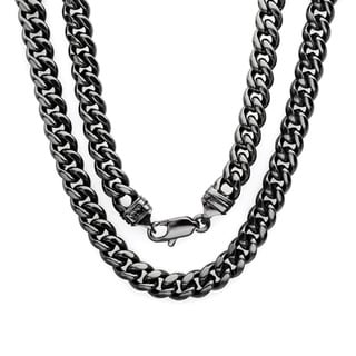 Sterling Essentials Black Rhodium-plated 6.5mm Classic Cuban Link Chain