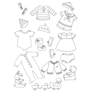 Pink Persimmon Clear Stamp 4"X6" Sheet-Baby Clothesline