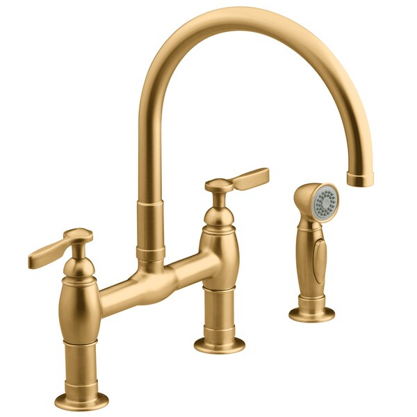 Kohler Parq Brushed Bronze Deck Mount Kitchen Faucet with Spray