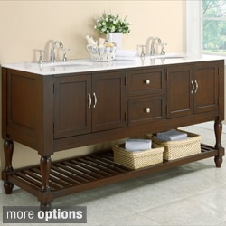 Dark Brown/ Marble Mission 70-inch Double Vanity Cabinet