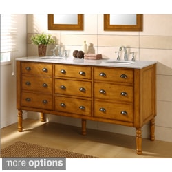 ===>  Harvest Honey Oak Double Vanity Sink Cabinet