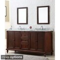 Classic Dark Brown/ Marble 70-inch Double Vanity Cabinet
