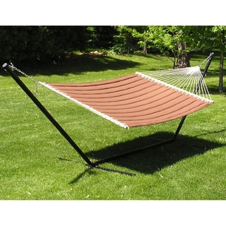 Grand Quilted Two-person Hammock and Stand Set