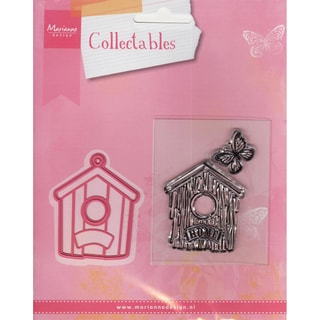 Marianne Designs Collectables Dies With Stamps-Birdhouse/Home 1.75", Butterfly .75"