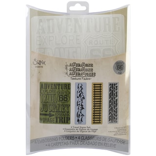 Sizzix Texture Fades Embossing Folders By Tim Holtz 4/Pkg-Travel Signs