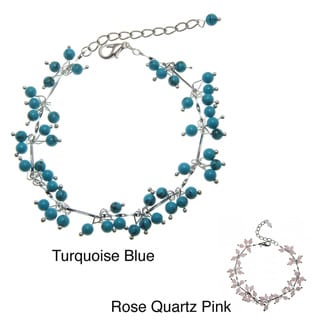 Handmade Turquoise or Rose Quartz Beaded Anklet (China)