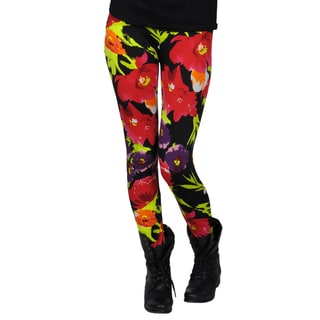 Journee Collection Juniors Floral Print Fashion One-Size Leggings-Image