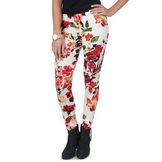 Journee Collection Juniors Floral Print Red Fashion Leggings-Image