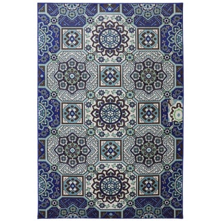 Huge Selection Indoor/Outdoor Piazza Blue Rug (5'3 x 7'6)